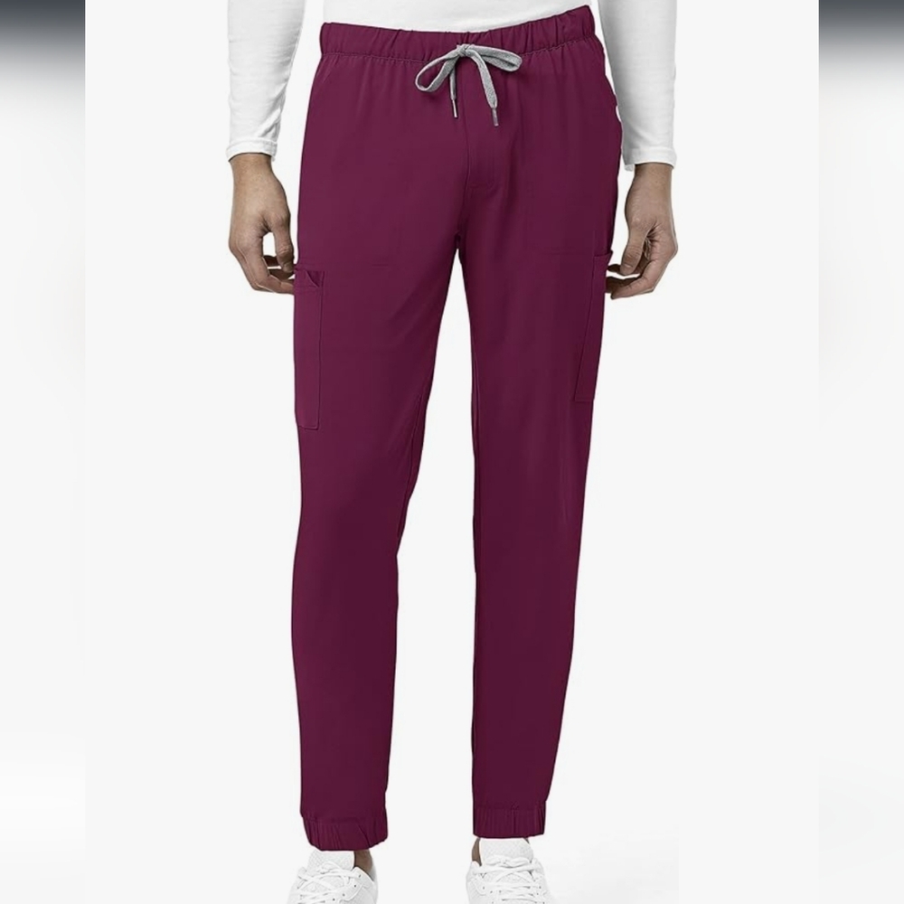 Men's Burgundy Scrub Jogger Pants